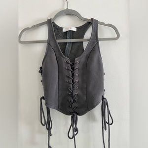 Grey lace up corset sweat suit SET - sweatpants and corset